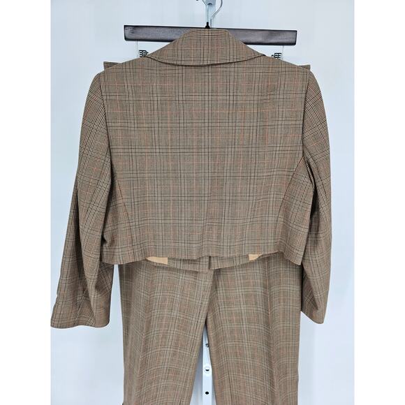 VTG Un Deux Trois 123 Tan Taupe Plaid Single-Button Pant Suit Size 48 - Picture 4 of 7